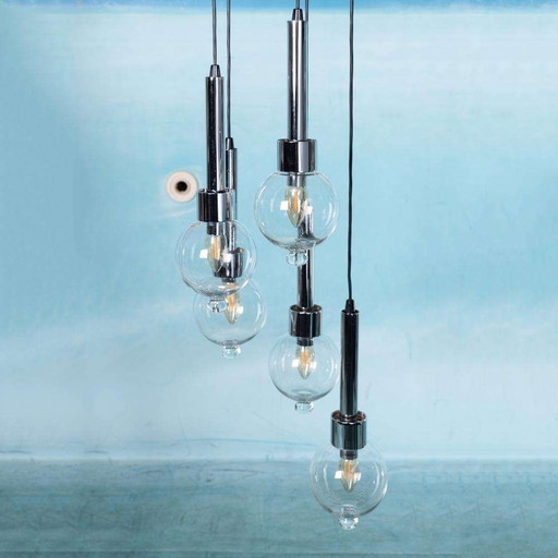 Vintage cascade pendant lamp, space age waterfall midcentury