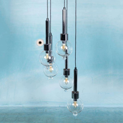 Vintage cascade pendant lamp, space age waterfall midcentury