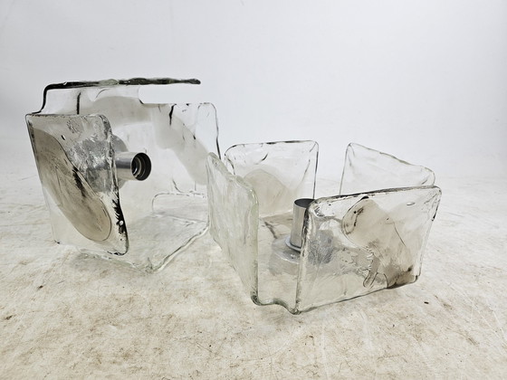 Image 1 of Set of Wall Lights Ice Glass By Carlo Nason For Kalmar Franks