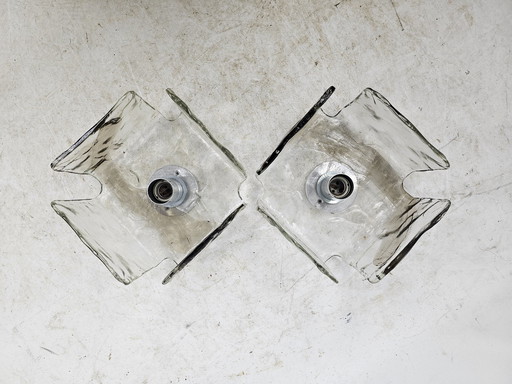 Set of Wall Lights Ice Glass By Carlo Nason For Kalmar Franks