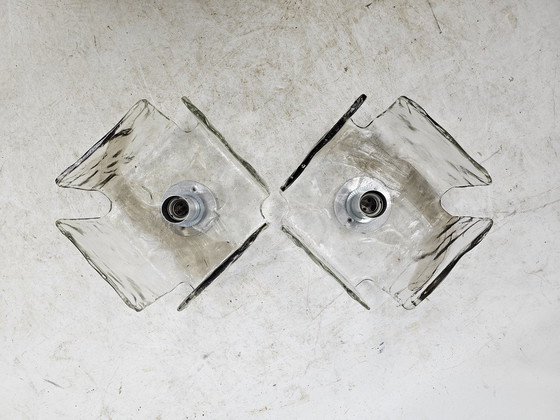 Image 1 of Set of Wall Lights Ice Glass By Carlo Nason For Kalmar Franks