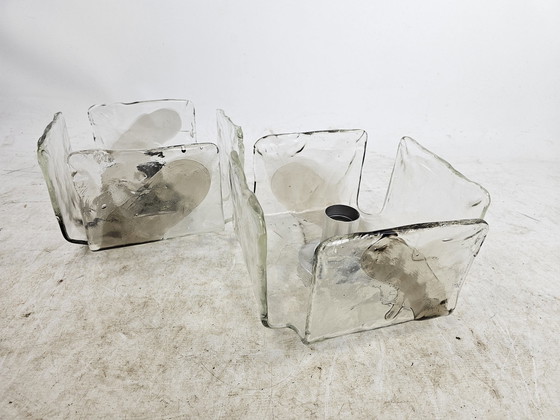 Image 1 of Set of Wall Lights Ice Glass By Carlo Nason For Kalmar Franks