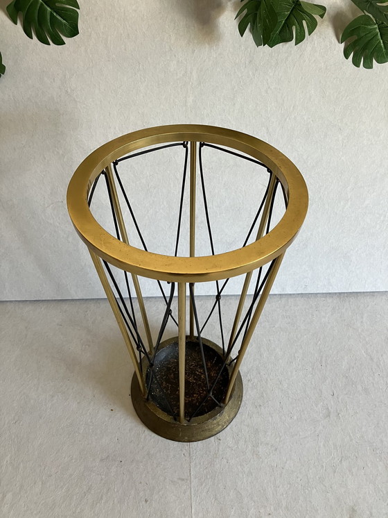 Image 1 of Vintage 60s Mid - Century Modern Mcm Brass Umbrella Stand