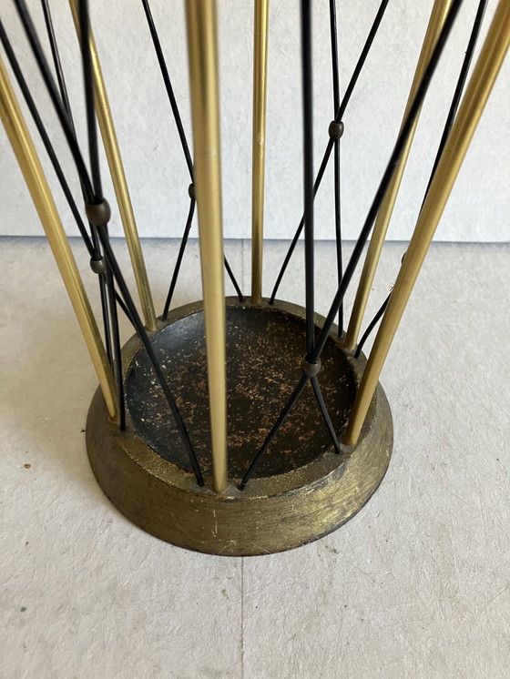 Image 1 of Vintage 60s Mid - Century Modern Mcm Brass Umbrella Stand