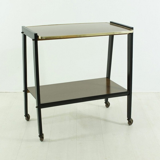 Image 1 of Vintage brass rolling table, 1950