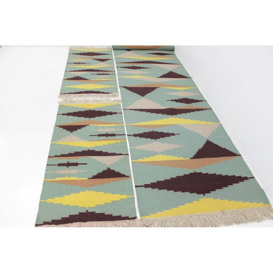 Image 1 of Set of three vintage modernist geometric rugs by A. Kybal, Czechoslovakia 1960
