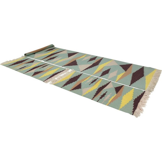 Image 1 of Set of three vintage modernist geometric rugs by A. Kybal, Czechoslovakia 1960