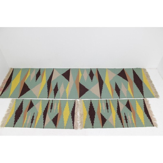 Image 1 of Set of three vintage modernist geometric rugs by A. Kybal, Czechoslovakia 1960