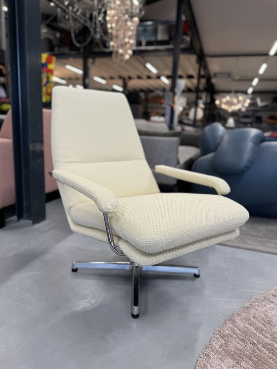 Image 1 of Gelderland 400 Armchair Bolster cream fabric swivel chair