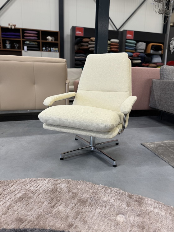 Image 1 of Gelderland 400 Armchair Bolster cream fabric swivel chair