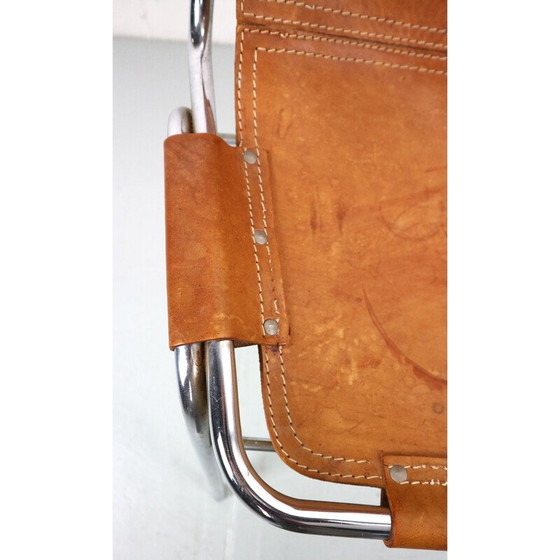 Image 1 of Pair of vintage bar stools in chromed tubular metal and leather by Charlotte Perriand for Les Arcs, 1960