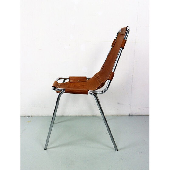 Image 1 of Pair of vintage bar stools in chromed tubular metal and leather by Charlotte Perriand for Les Arcs, 1960