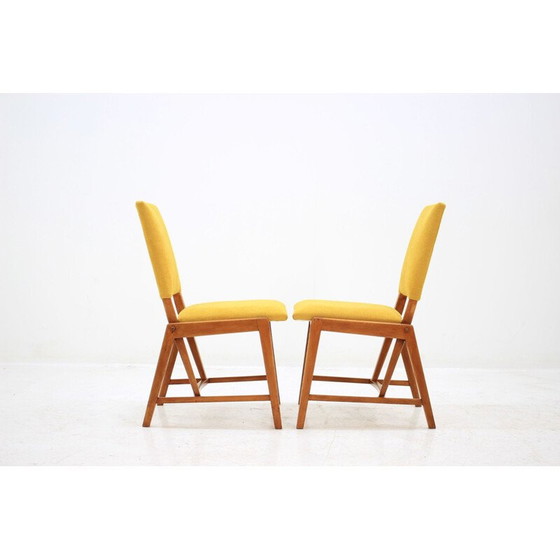 Image 1 of Pair of yellow chairs in beechwood by GHG