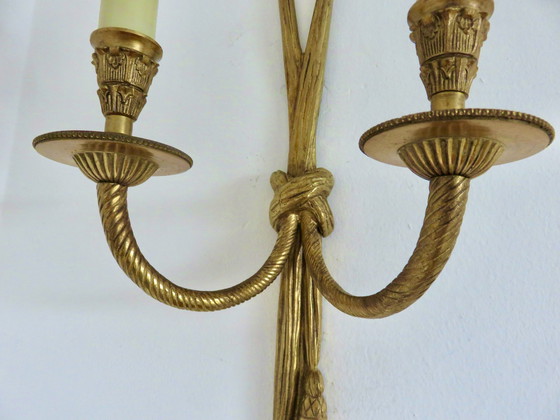 Image 1 of Pair Of Bronze Wall Lights, Knots And Tassels, Spain, 1970