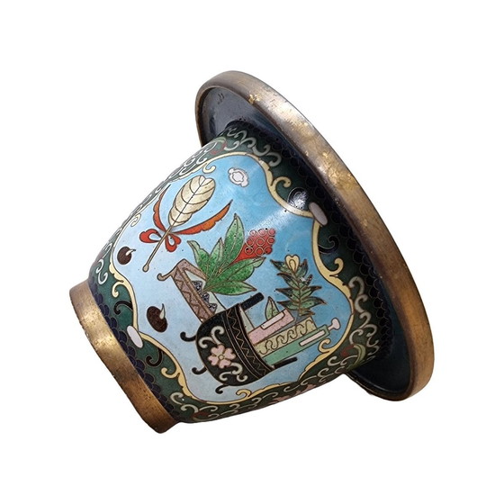 Image 1 of Vintage Chinese Cloisonne Flower Pot, 1970s/80s