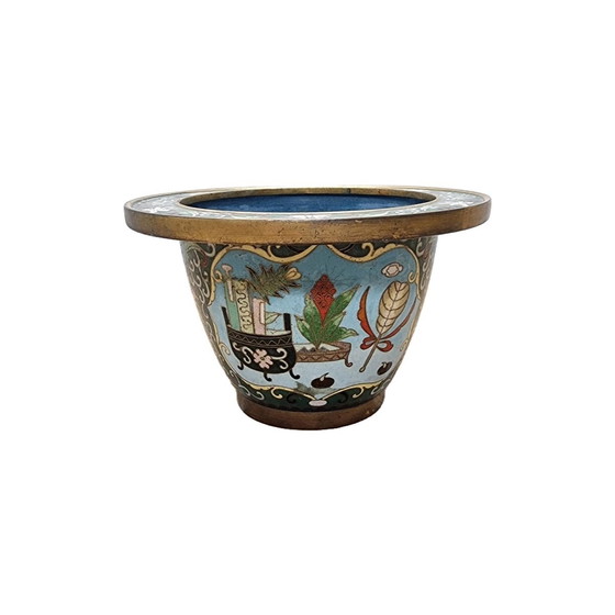 Image 1 of Vintage Chinese Cloisonne Flower Pot, 1970s/80s