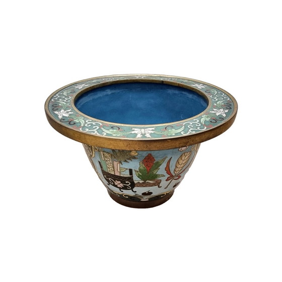 Image 1 of Vintage Chinese Cloisonne Flower Pot, 1970s/80s