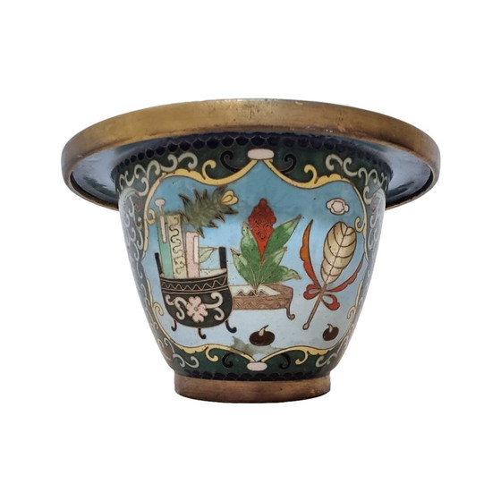 Image 1 of Vintage Chinese Cloisonne Flower Pot, 1970s/80s