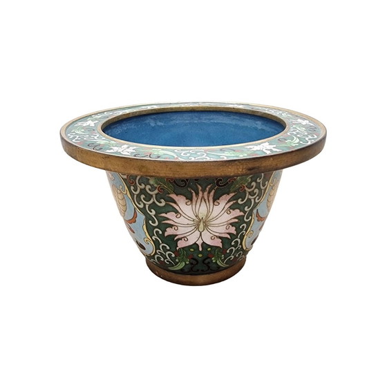 Image 1 of Vintage Chinese Cloisonne Flower Pot, 1970s/80s