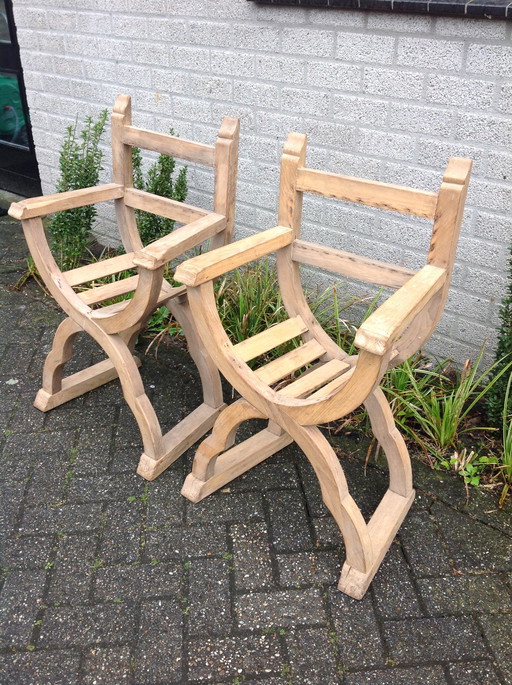 2x Decorative thrones wood