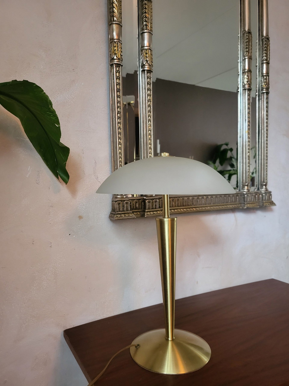 Vintage Mushroom Lamp Gold And Milk Glass 112 Whoppah