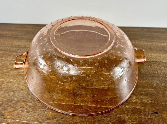 Image 1 of Pink Press Glass Bowl With Small Bowls