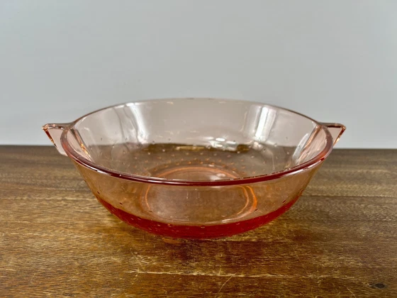 Image 1 of Pink Press Glass Bowl With Small Bowls