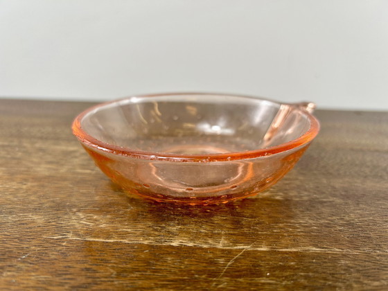 Image 1 of Pink Press Glass Bowl With Small Bowls