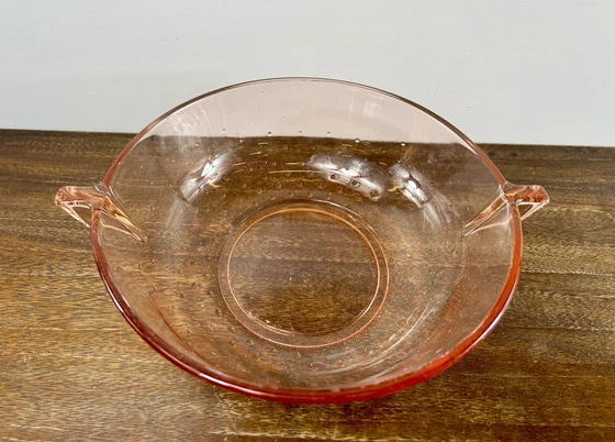 Image 1 of Pink Press Glass Bowl With Small Bowls