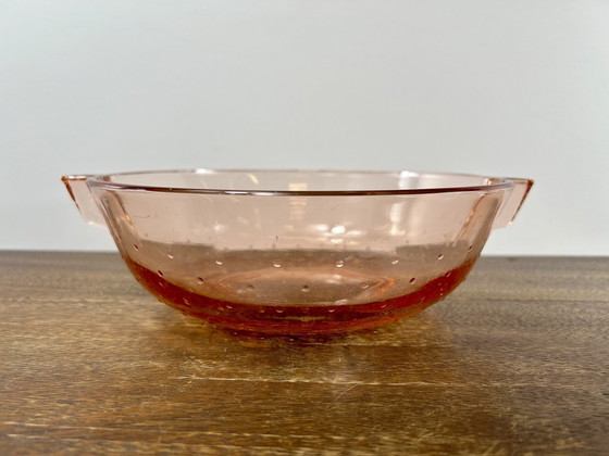 Image 1 of Pink Press Glass Bowl With Small Bowls