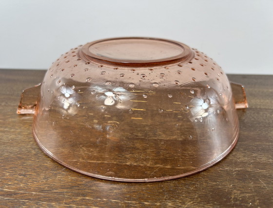 Image 1 of Pink Press Glass Bowl With Small Bowls