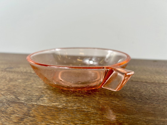 Image 1 of Pink Press Glass Bowl With Small Bowls