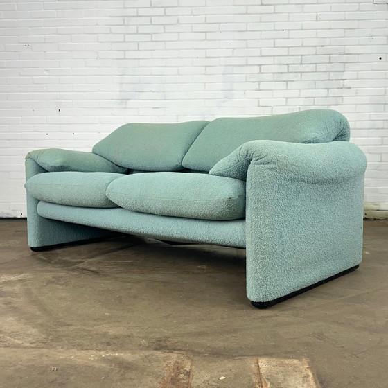 Image 1 of Turquoise Cassina Maralunga 2 Seat Sofa By Vico Magistretti 166