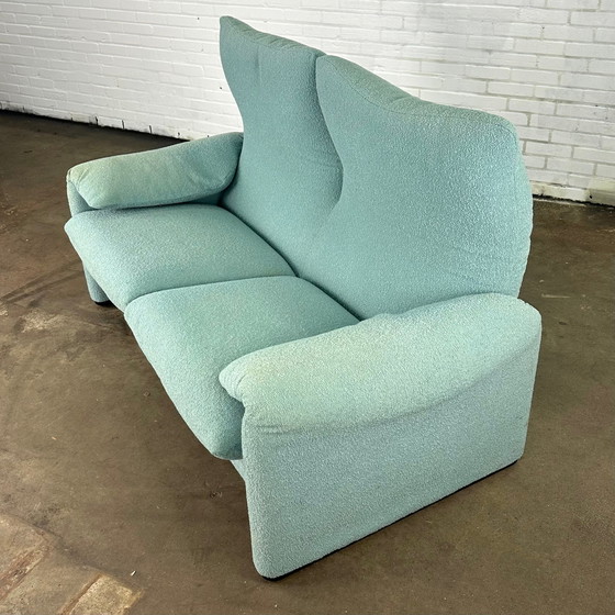 Image 1 of Turquoise Cassina Maralunga 2 Seat Sofa By Vico Magistretti 166