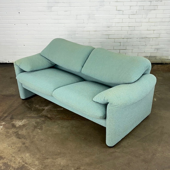 Image 1 of Turquoise Cassina Maralunga 2 Seat Sofa By Vico Magistretti 166