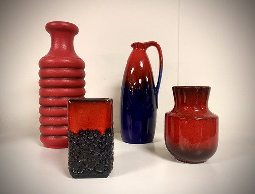 4x Vases en poterie d'Allemagne de l'Ouest