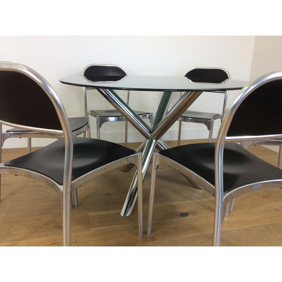 Image 1 of Vintage dining set with smoked glass tray