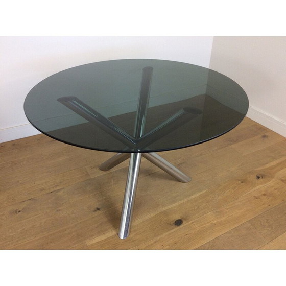 Image 1 of Vintage dining set with smoked glass tray