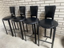4x Vintage leather bar stools steel