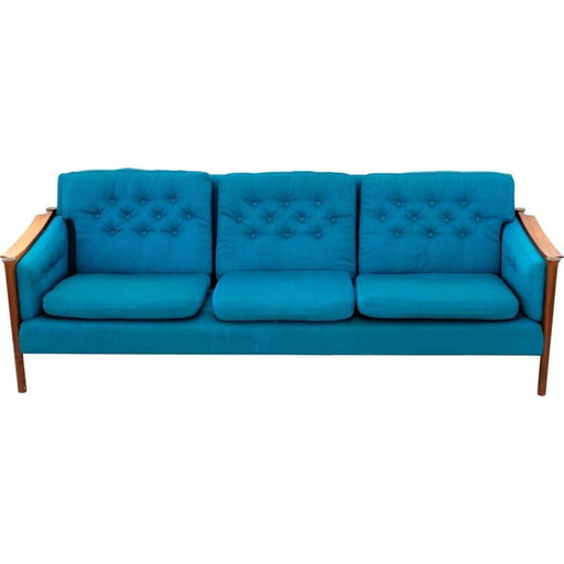 Vintage teak and wool sofa by Torbjørn Afdal for Bruksbo, Norway 1970s