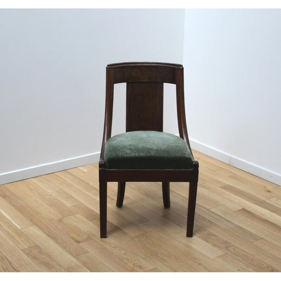 Image 1 of Vintage chair in wood and green velvet