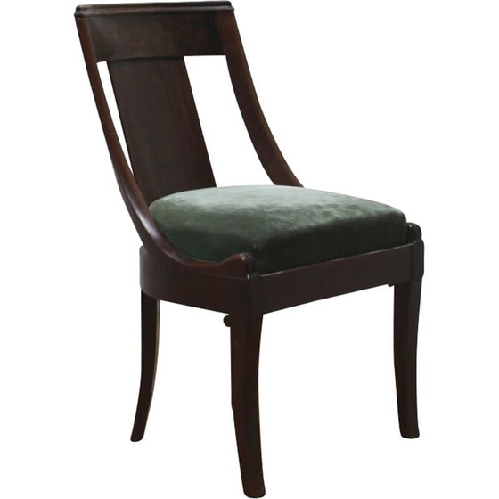 Image 1 of Vintage chair in wood and green velvet