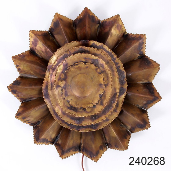 Image 1 of Lampada da parete in ottone con fiori, anni '60