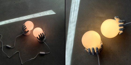 Image 1 of Set Of 2 Sculptural Porcelain Wall Lights Hand With Bulb