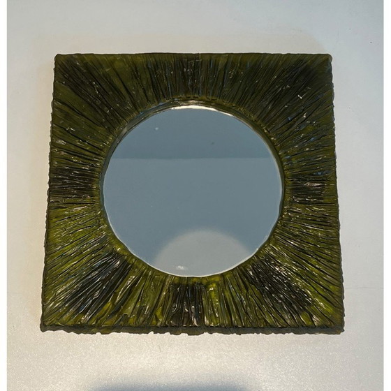 Image 1 of Vintage green resin mirror, 1970