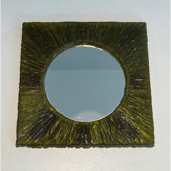 Image 1 of Vintage green resin mirror, 1970