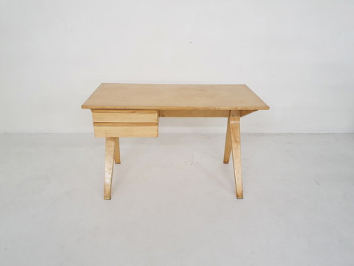 Cees Braakman For Pastoe Eb02 Birchwood Desk, The Netherlands 1959