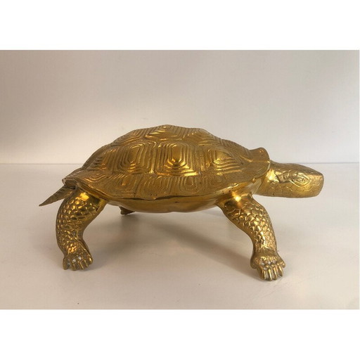 Vintage brass turtle sculpture, France 1970