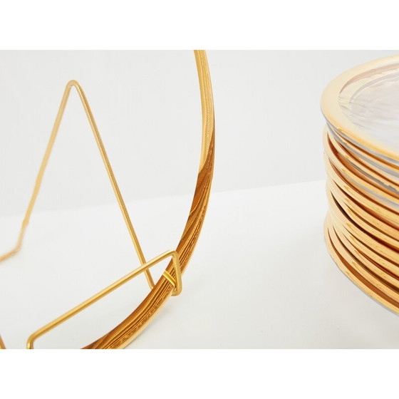 Image 1 of Set of 12 vintage Murano glass plates by Archimède Seguso, Italy 1970