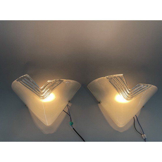Image 1 of Pair of vintage Murano glass wall lamps, Italy 1960s